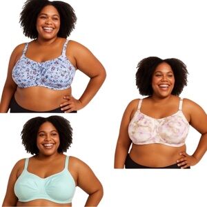3- Breezies 42DD bundle bra pastel floral Bras QVC Wirefree Soft Support NWOT